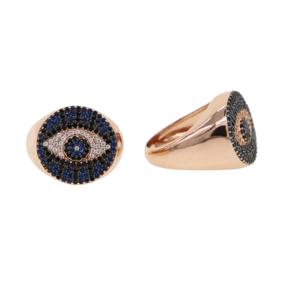 

rose gold plated micro pave cz lucky turkish evil eye cocktail ring, Customized