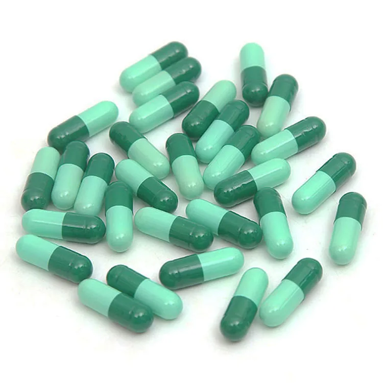 绿色黄色牛明胶空心胶囊尺寸00清真