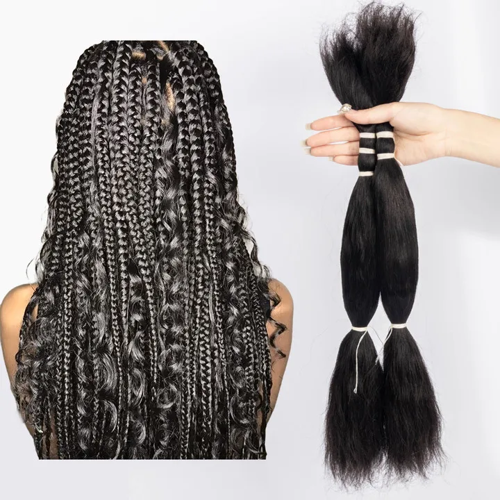 

Wholesale 100% Unprocessed Virgin Indian Hair Bulk Loose Wave Natural Black Color Wet And Wavy Braiding Hair