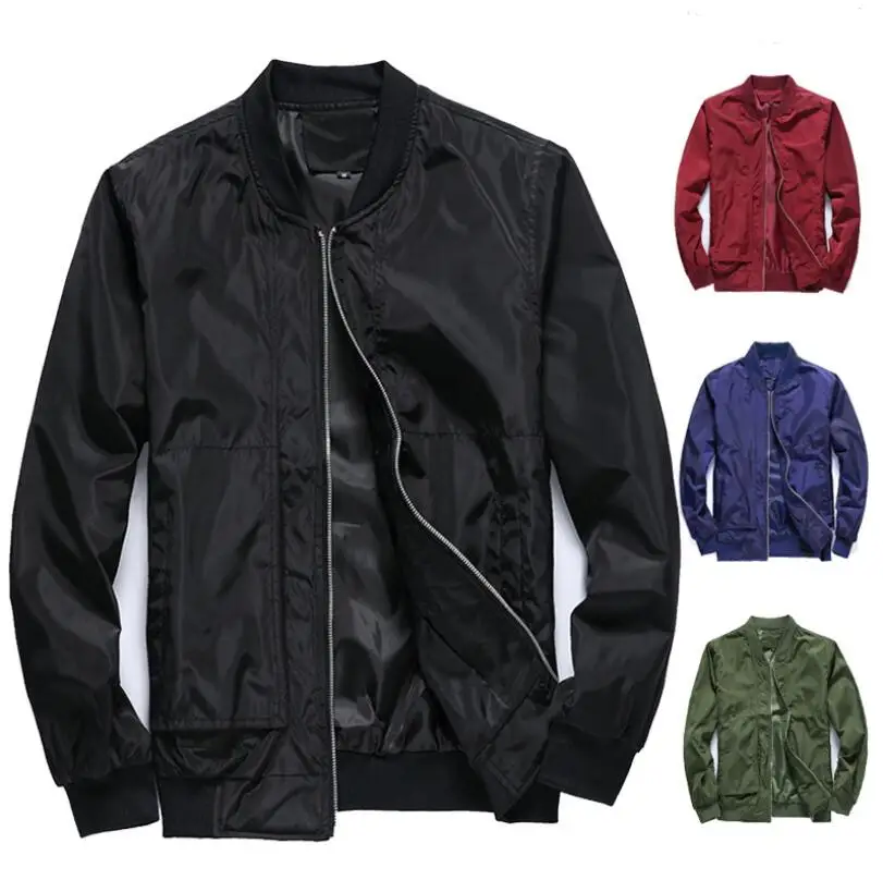 

PJ1150A 2020 Spring&Autumn new design motorcycle men's jackets long sleeve solid color O-neck baseball uniform wholesale, Black/red/blue/green