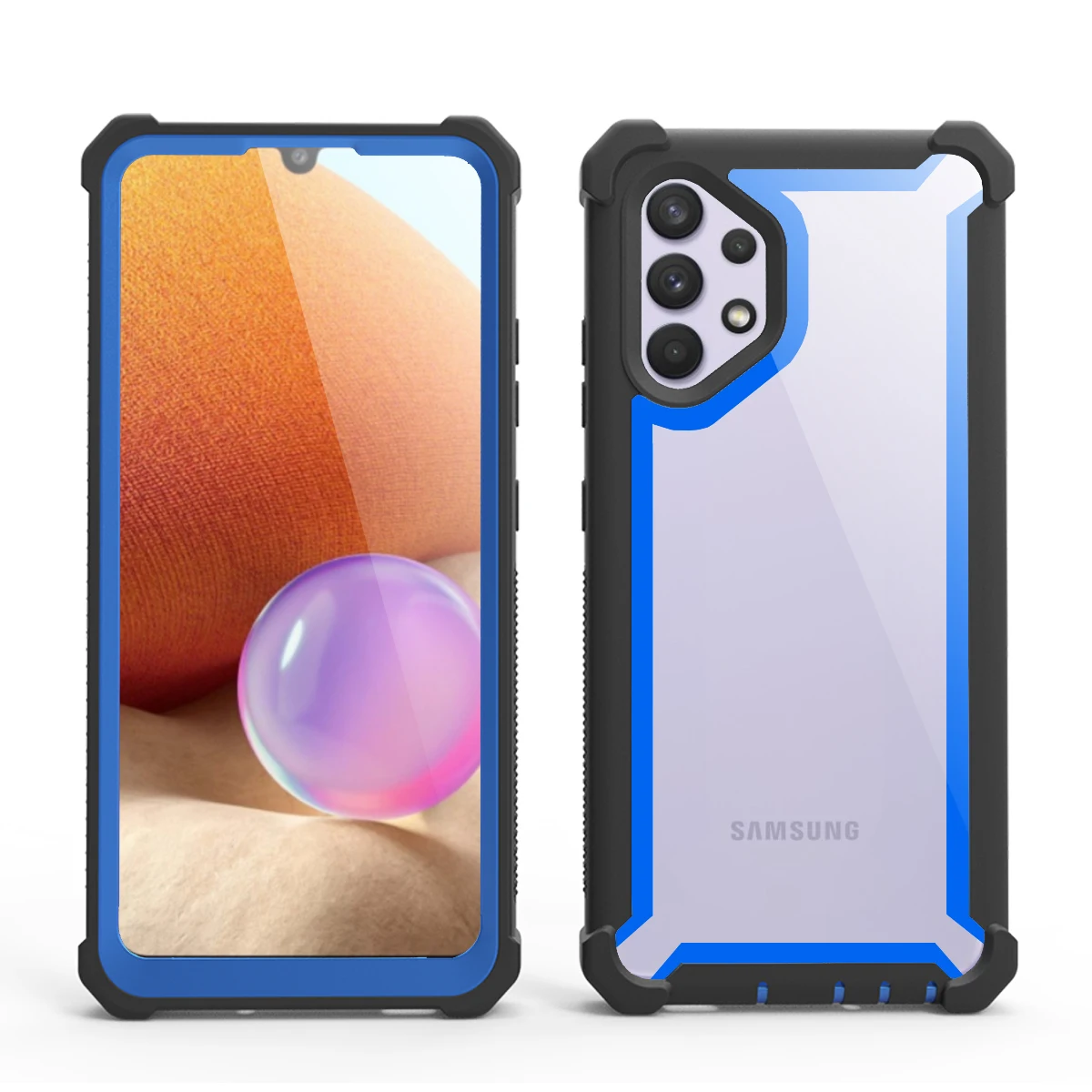 

For Samsung A32 case shockproof clear back coer with Bumper colourful protector case for Samsung A32 Mobile phone shell, As picture show