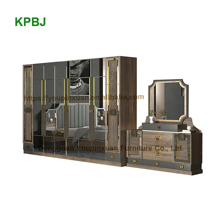 
Top Quality Modern Wood MDF Full Size Bedroom Furniture Mirrored Bedroom Sets 