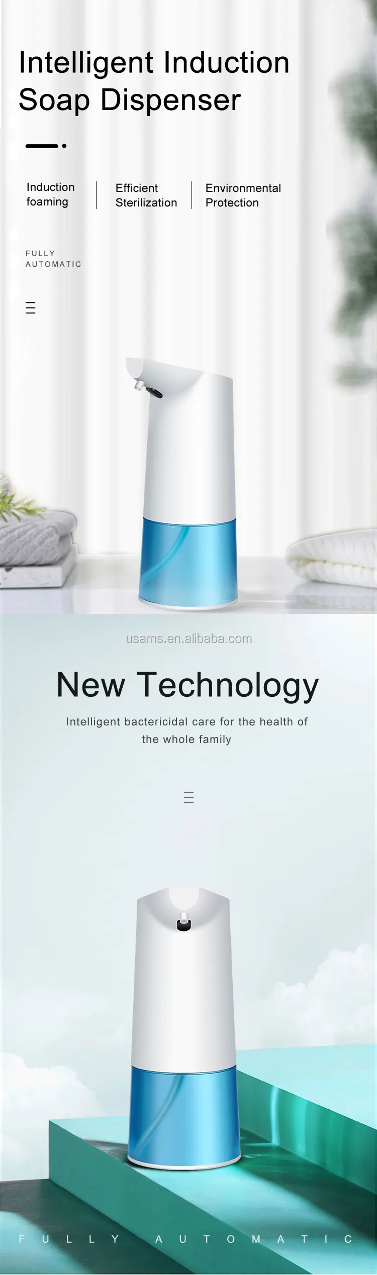 Usams New Zb122 Smart Hand Sanitizer Automatic Foam Soap Dispenser