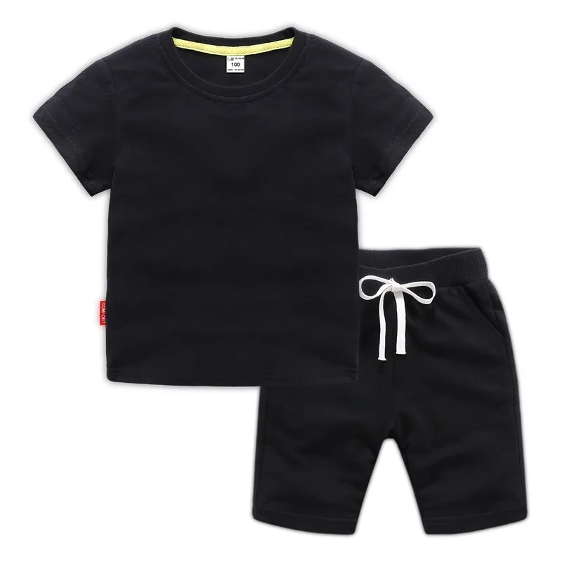 

Fast Delivery 100% cotton optional mixed color and size accept kids short sleeve t shirt set baby clothing sets, Black,white,bule,yellow,green,ect