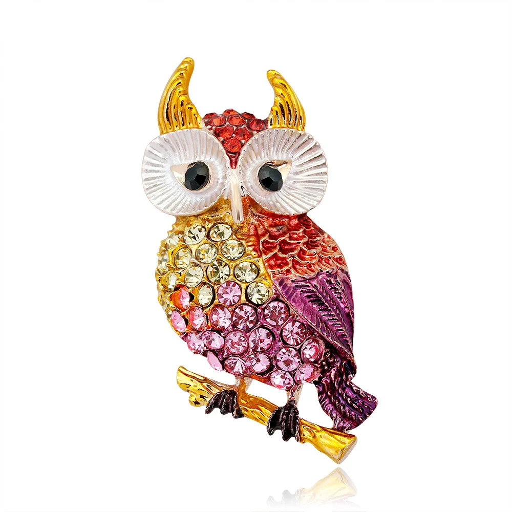 

Funny cute owl brooch wholesale custom cartoon kids durable safety pin brooch jewelry