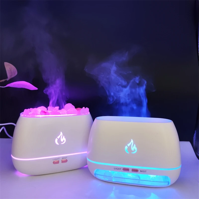 

Himalayan Crystal Salt Stone Aroma Defuser 240ml Usb 3D Flame LED Light Oil Humidifier Diffuser with CE RoHS