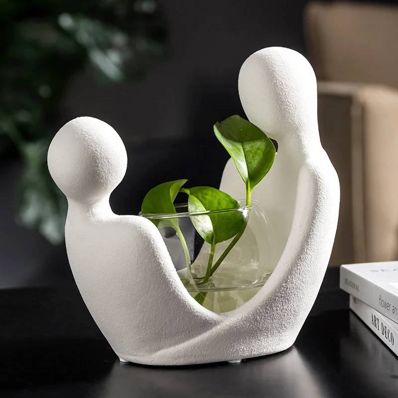 

Simple European Style Art Ornaments Home Decor Glass Vase Hydroponic Plants Flower Pot, Picture shown