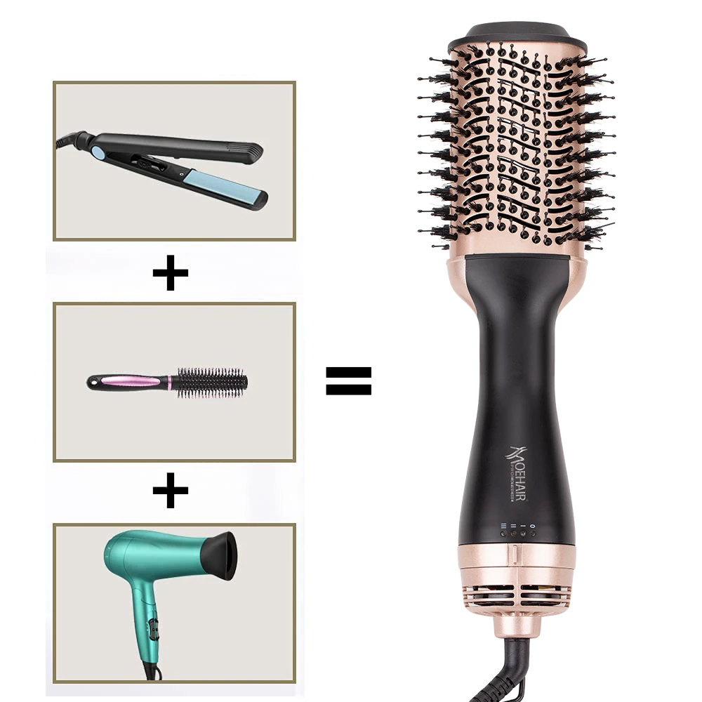 

Amazon Top Seller Wholesale Hair Dryer Professional Hot Cold 1200W Hair Brush Dryer Comb One Step Airbrush Hair Dryer, Gold,black (customizable)