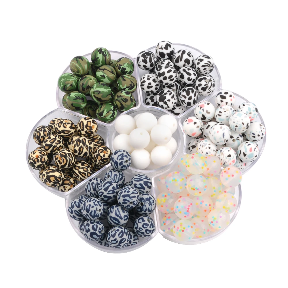 

2020 Popular Leopard Print  Round Silicone Beads