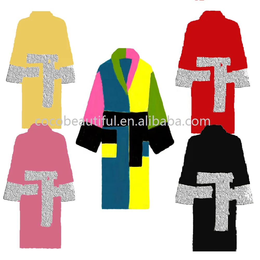 

100 % Cotton Robe 7 color Brand Bathrobe Luxury Designer Sleepwear Pajama Bath Robe, Seven colors