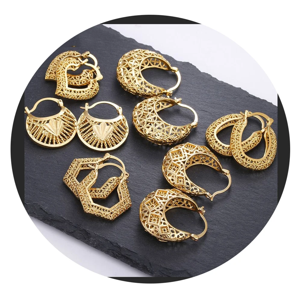 

Ethlyn Gold Color Earrings For Women Multiple Trendy Heart Shape Round Geometric Drop Statement Earrings Fashion Party Gift E73