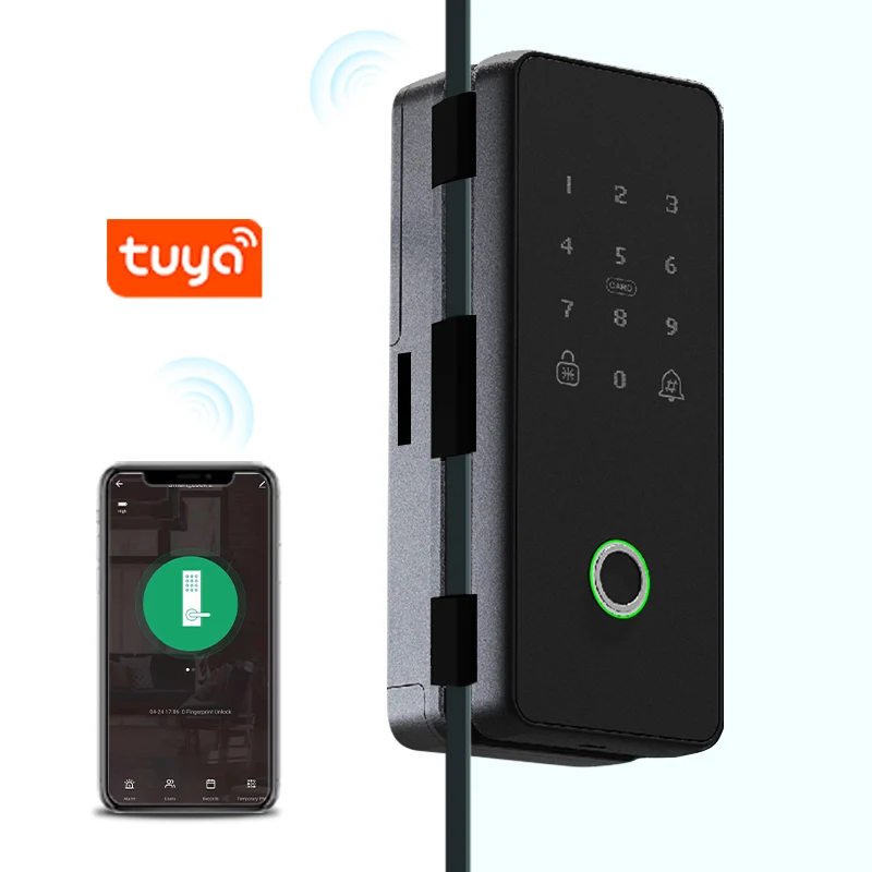 

Electric Fingerprint Smart Tuya App Digital Small Glass Sliding Door Lock Card Intelligent Keyless Door Lock