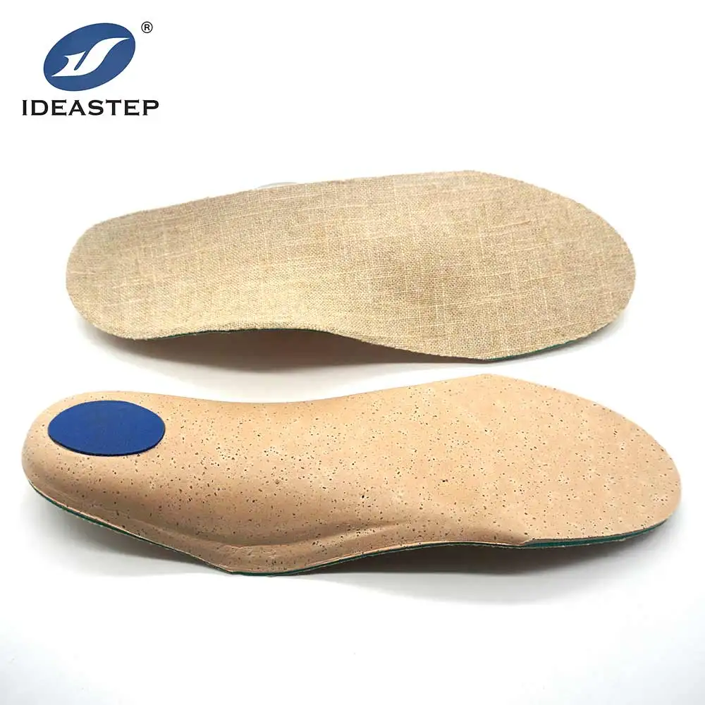 

Ideastep popular 2020 OEM poron heel protector arch support eva cork bowlegs correct orthotic insole antibacterial, Beige + blue + green