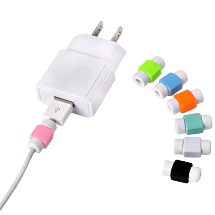 

Factory supply rubber silicon USB data cable protector for iphone charging cord, 7 colors