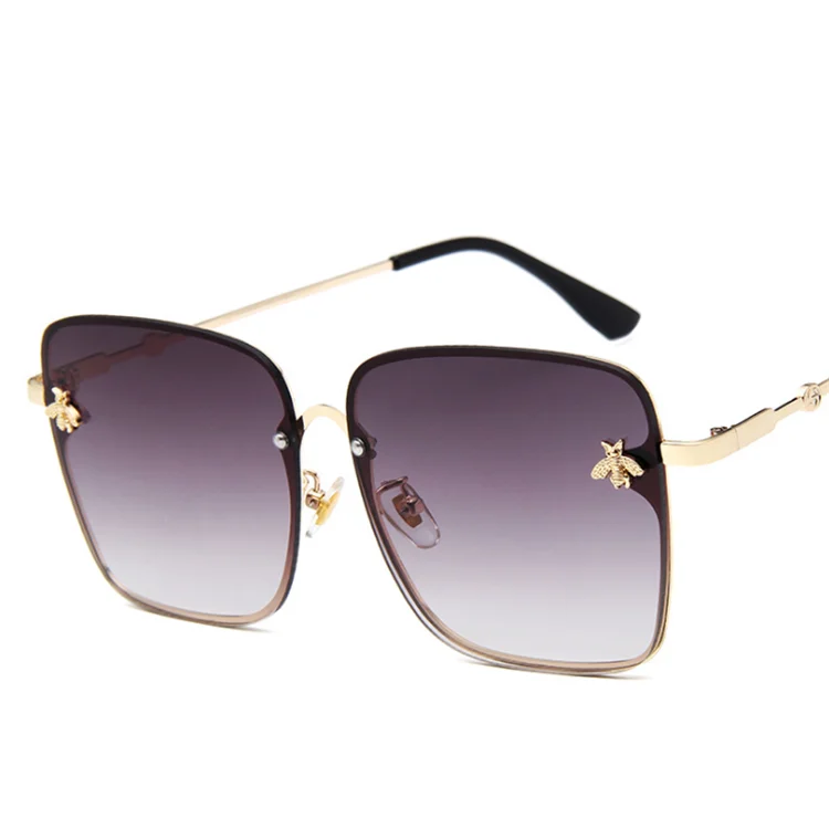 

2021 Korea style metal big square bee sun glasses oversized sunglasses, Colorful
