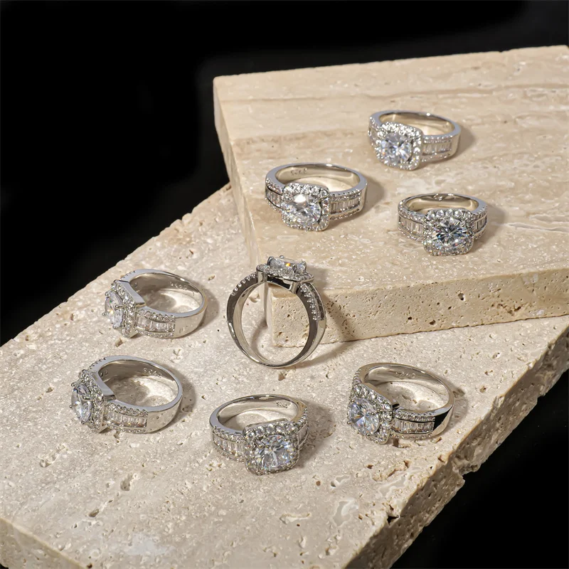 

Creative Round Diamond And Zircon Rings Full Of T Square Rings Jewelry Women