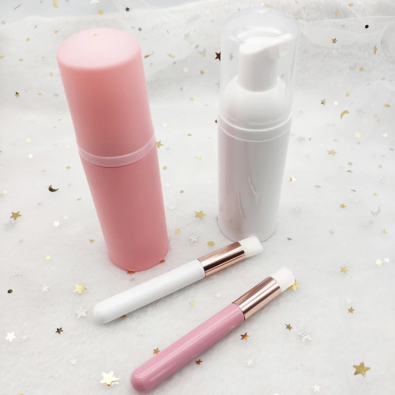 

60Ml Eyelash Extensions Shampoo Kit Bottle With Brush Eyelash Extension Cleaning Foam Pump Design No Stimulation, Multi color