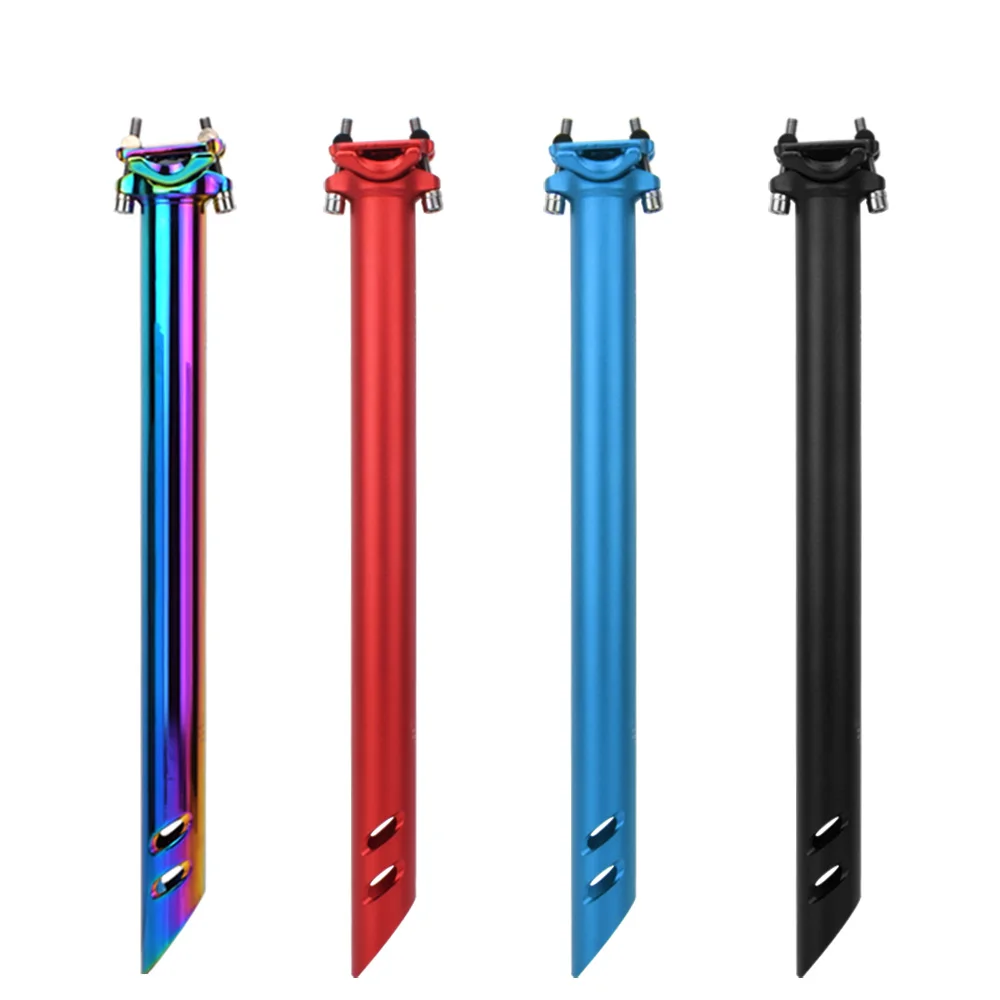 

FMFXYT Bicycle seatpost 27.2 30.9 31.6 400mm Long fixed gear MTB Mountain Road Bike Extension Seat post Tube Saddle pole, Black/ red/ blue