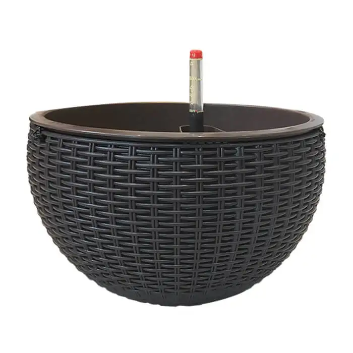 

Factory Supply Wholesale Rattan Wicker Decorative Home Garden Colorful Round Plastic Hanging Baskets Planter Hanging Basket Pot