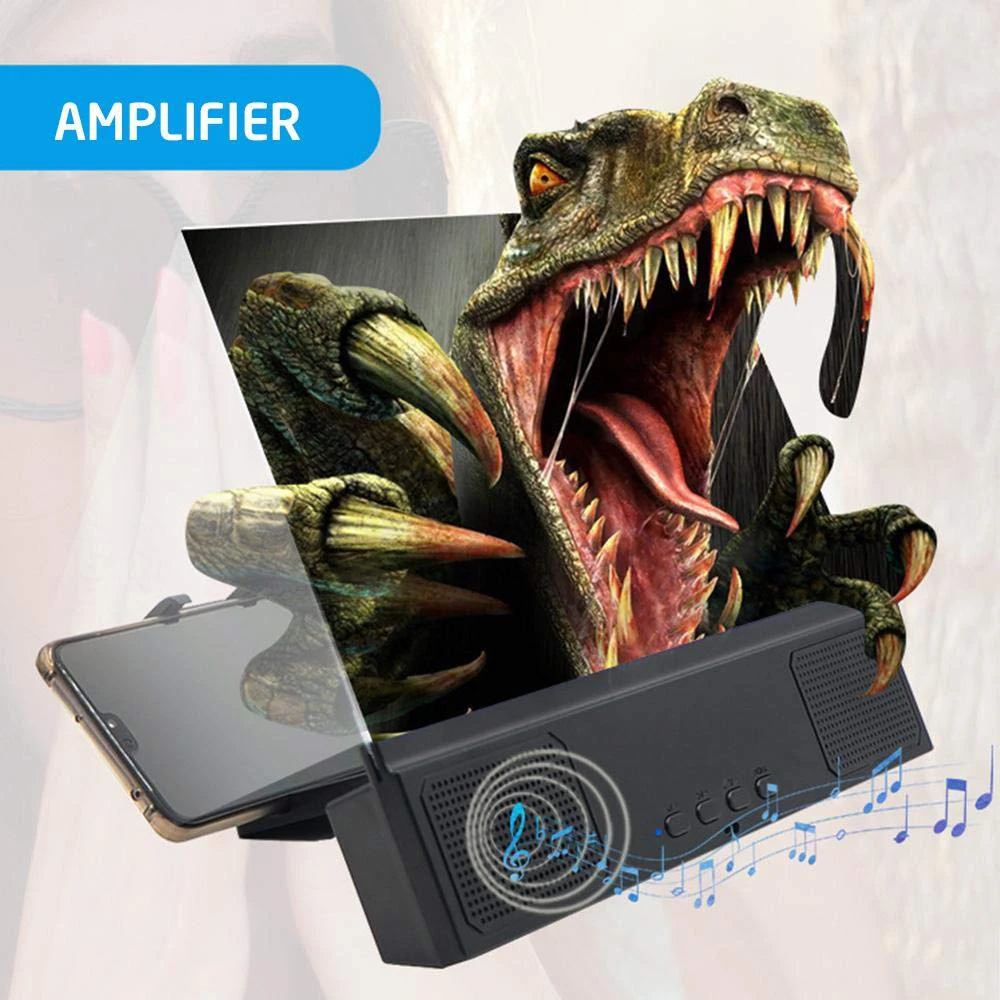 

Phone Holder 12 inch 3D Screen Amplifier Mobile Phone Magnifier HD Protable Movies with BT Speaker Stand Bracket