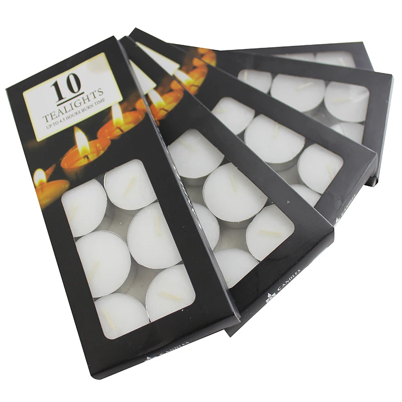 

10 White Tea Light Candles Superior Quality Unscented Non-toxic - 8 Hours Burn Tealight For Indoor Decoration