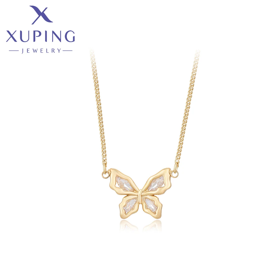 

necklace-01769 Xuping Jewelry fashion elegant necklace simple 14K gold color shiny engagement anniversary party necklace