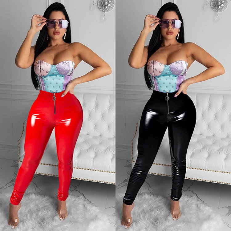 Hot Sale Best Design Womens Winter Fashion 2021 Winter Clothes For Women Womens Trouser Pants Leather Pants