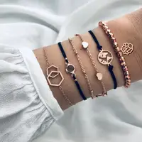 

Fashion gold heart charm bracelet set for women wholesale N911020