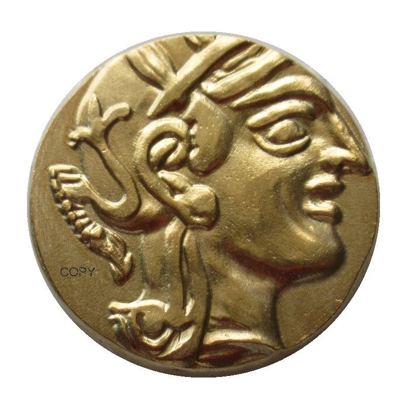 

G(02) Reproduction Ancient Greek Drachm - Atena Greece Owl Drachma Gold Plated Coins