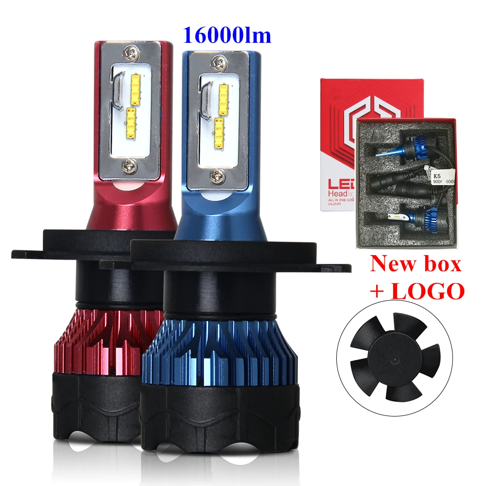 2020 New K5 Perfect Cutline Fan Super Bright 16000LM 9005 5202 H11 H4 H7 Led Headlight Bulbs for Auto Cars