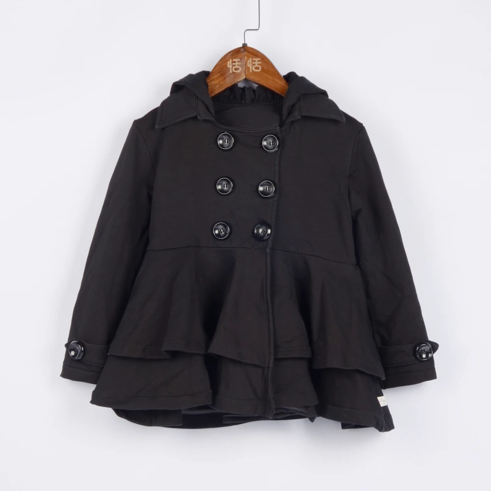 

High quality kids girls winter hoodie clothing with ruffle fleece cotton hoodies top, Customized color