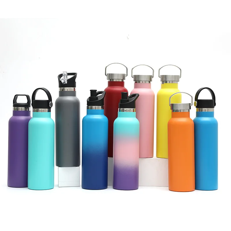 500ml Powder Coated Durable Thermal Custom Logo Double Wall Insulated Stainless Steel Water Bottles With Bamboo Cap