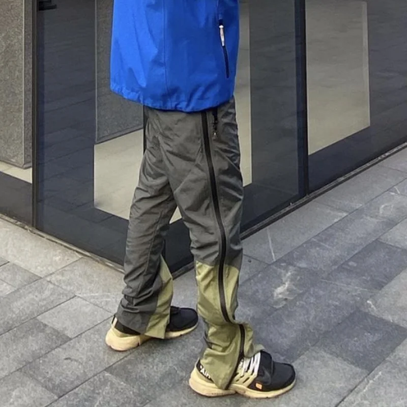 

Custom label trousers for men drop ship men teen boys street wear stock nylon zipper pants