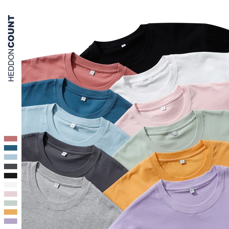 

2021 New Best Selling Pure color loose 210 grams cotton round neck stock blank t-shirt boys men's t-shirts