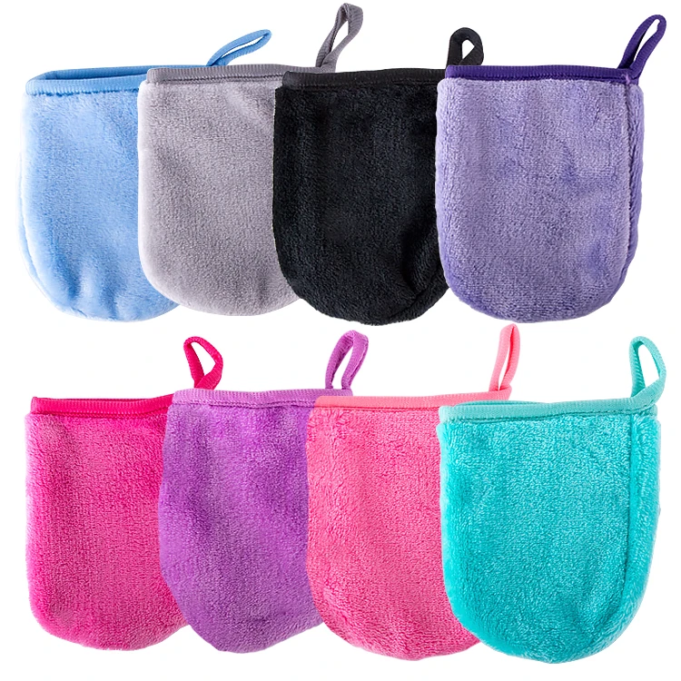 

Multicolor Reusable Face Cleansing Tool Washable Microfiber Makeup Remover Gloves