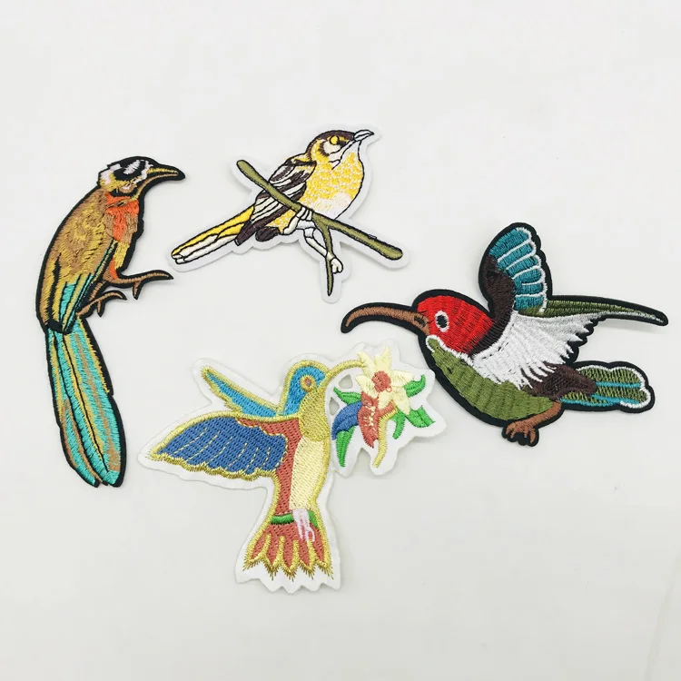 

Iron-on Custom Cute Bird Badge Animal Cartoon Logo Mini Embroidery Patch For Garment bag, As picture