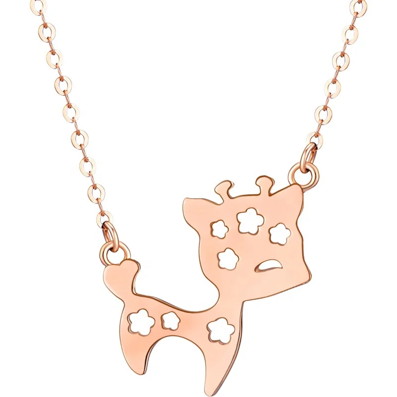 

Xinfly 18k Pure Gold Deer Shape Cartoon Cute Pendant Necklace AU750