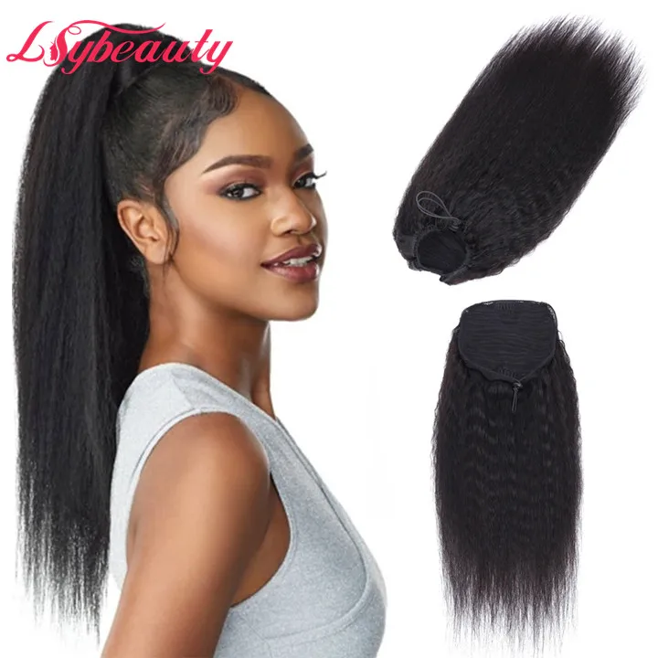 

Lsy Natural Kinky Straight Drawstring Ponytail 100% Brazilian Virgin Human Hair Extension Ponytail For Black Women