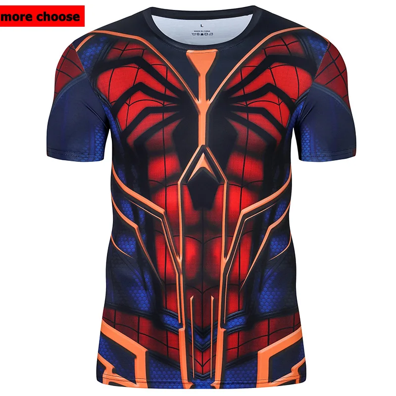

MOQ 1pcs 3D Printing Superhero T Shirt Funny Cosplay Men T Shirts Short Sleeve Sports Tight Tops