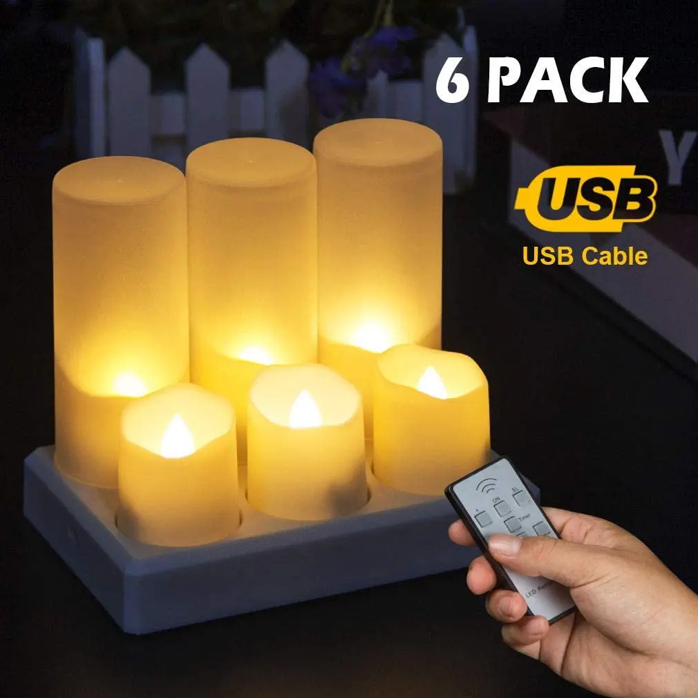 Rechargeable Flameless Candles Tea Lights Flickering Candles with Remote Timer Tea Lights for Decoration