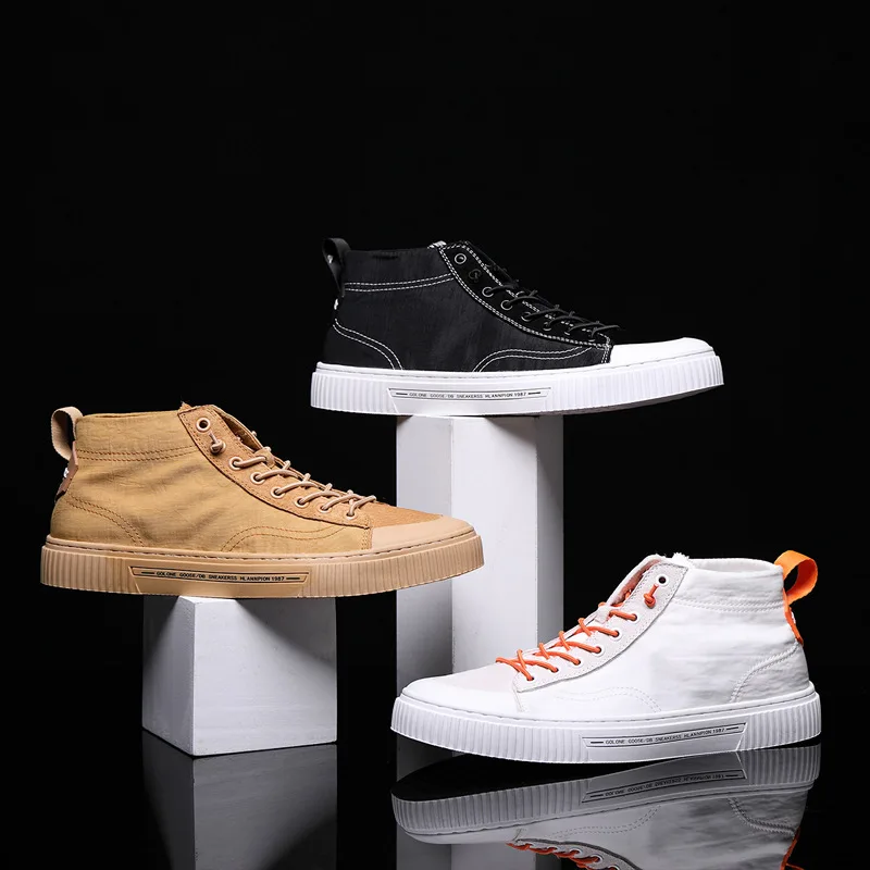 

Hot sale OEM Factory 2021 new arrival designs men's Canvas Trendy Shoes walking style shoes 48 plus size casual shoes for men, White black yellow