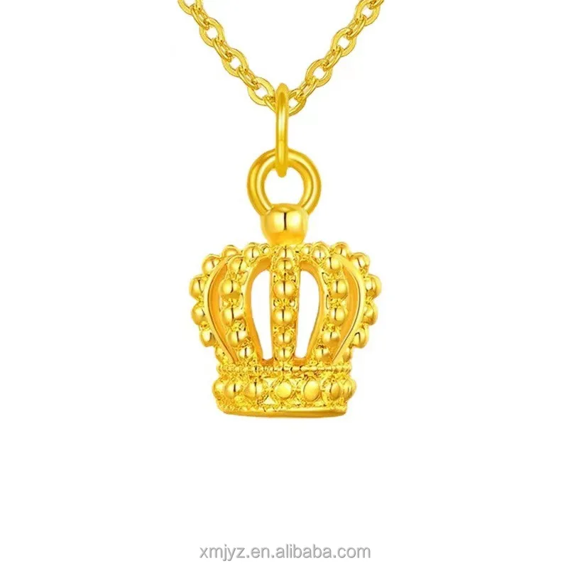 

Certified Hydrogen-Free Pure Gold 999 Hollow Crown Pendant Necklace Pure Gold Clavicle Pendant Jewelry Live Broadcast Same Style