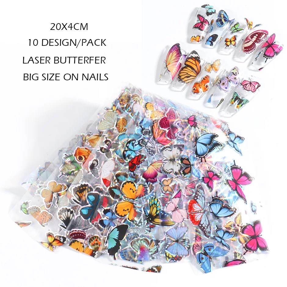 

20x4cm transfer glue 3d nail art foil butterfly with 10pcs/pack, As image