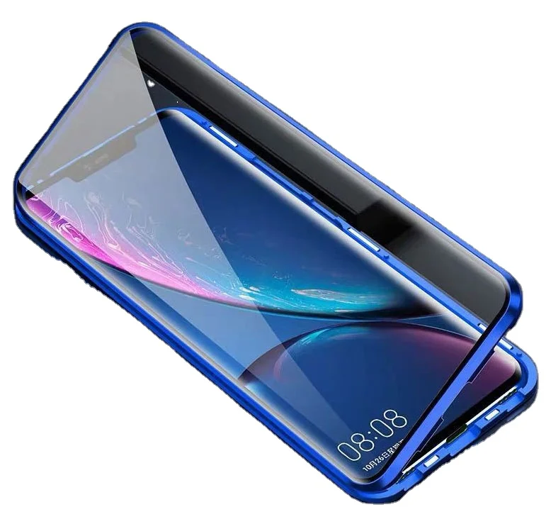 

High Quality Metal magnet magnetic adsorption tempered glass cases for Vivo V15 pro S1 Pro NEX 2, Black, silver, blue,red