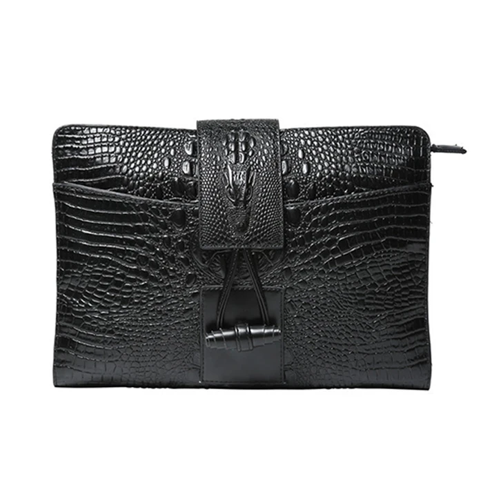 

Wholesale Fashion Hasp PU Leather Hand Bag Document Bag Custom Design High Quality Crocodile Pattern Men Clutch Bag 2019