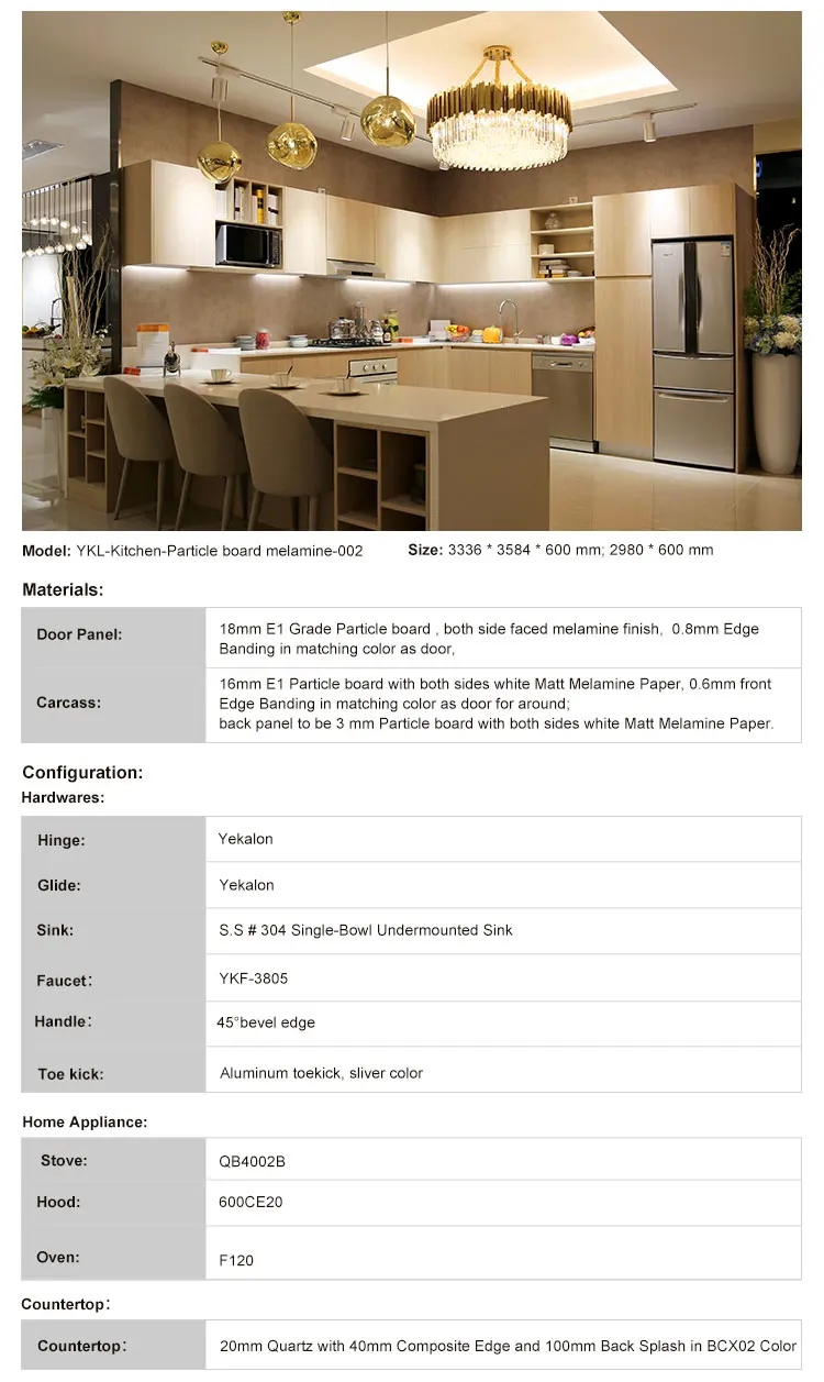China Manufacturer customized design Modern Particle board Chipboard melamine Kitchen Cabinet