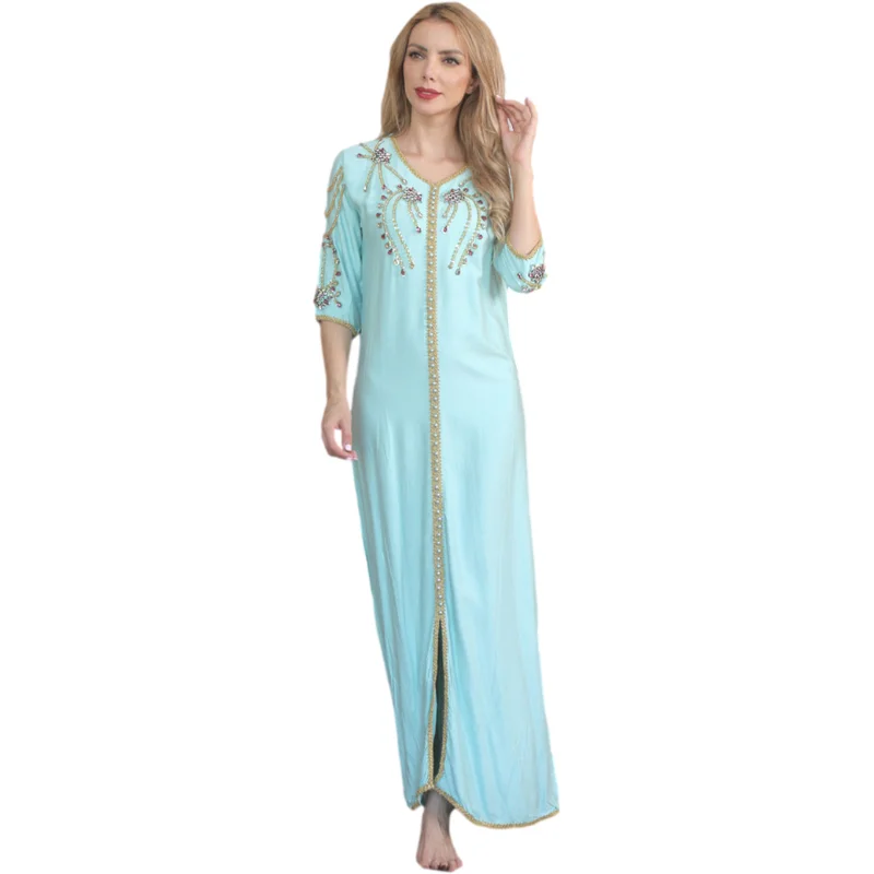 

100% rayon new style kaftan women Muslim simple abaya sexy dress, 1 colors