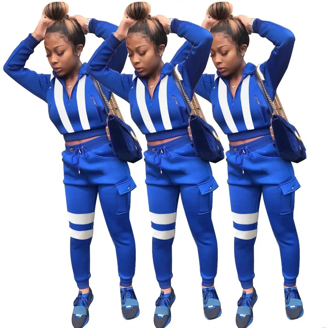 

DUODUOCOLOR Bargain price woman 2021 autumn outfits casual two piece joggers tracksuit cropped sweatsuit set D96304