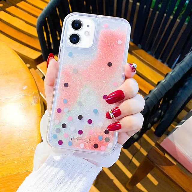 

Imprue Wholesale Phone Protective Cover Colorful Liquid Quicksand Phone Case For Iphone 12, Multiple colors