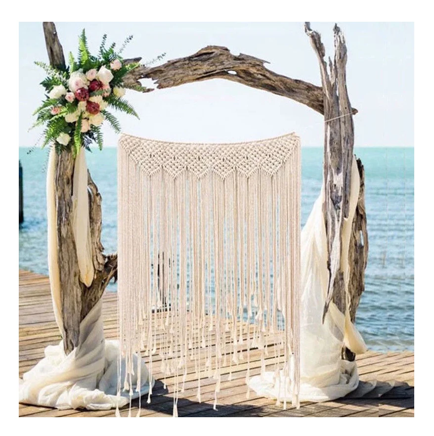 

Bohemian Hand Made Large Macrame Wall Hanging Cotton Rope Macrame Curtain, White